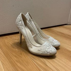 White Lace David’s Bridal Heels